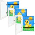 Zenacolor Kids Artwork Frames Changeable - Front-Opening to Display & Store 100 pcs - Set of 3 Kids Art Frame Includes Wall Hooks & Stand - 10x12.5 cm - White