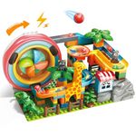 HIBILITY Electric Marble Run Building Blocks for Ages 4-8, Marble Track Puzzle for Kids, Maze Track, STEM Toy for Boys and Girls, Birthday Gift for Kids, 142 Pcs