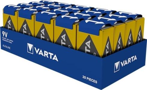 Varta Industrial 9V Alkaline Battery 6LR61, Power on Demand - Pack of 20