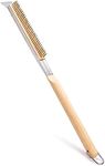 ZEAYEA 21 Inch Pizza Oven Brush with Scraper, Brass Bristles for Pizza Oven, Copper Wire Pizza Stone Cleaning Brush for BBQ Grill Cleaning, Outdoor Pizza Oven Accessories