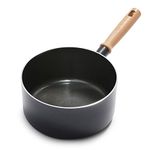 GreenPan Hudson Healthy Ceramic Nonstick, 1.75QT Saucepan Pot, Vintage Wood Inspired Handle, PFAS-Free, Dishwasher Safe, Black