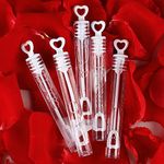 SWUNXION 56 Pack Mini White Heart Bubble Wands for Weddings Support and Anniversaries- Perfect Bubble Toy Ideal, Valentine's Day, family reunion, Special Festival Gift for Couple, boy and girl…