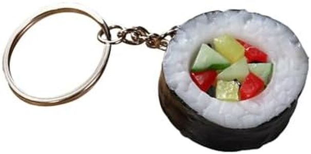 HSYHERE Men Women Creative Interesting Novelty Stylish Mini Simulated Food Orange Shrimp Keychain Key-ring Pendant, Sushi 2, Small