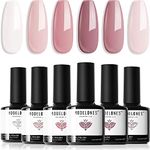 Modelones Gel Nail Polish - 6 Colors Nude Pink Gel Polish Kit White Pastel Light Pink Nail Polish Gel Barely Pink Soak Off U V Gel Nail Starter Kit Popular Nail Art DIY Salon Home Manicure Gifts