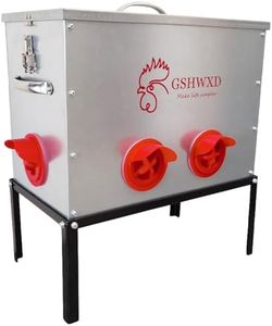 GSHWXD Automatic Chicken Feeder - 40 lb Capacity 6 Port Large Metal Chicken Feeders - with Locking Lid and Legs
