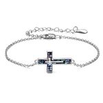 YFN Cross Bracelet Sterling Silver Abalone Shell Cross Bracelet Jewellery Gifts for Women Men