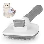 Avando Cat Dog Brush for shedding,Pet Grooming Brush for Cats Dogs Massage,Shedding Brush for Short or Long Hair,Self Cleaning Slicker Brush,Easy to Removes Loose Undercoat, Tangled Hair (grey)