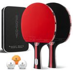 Table Tennis Bats - High-Performance Table Tennis Set with 2 Rackets, 3 Premium Ping Pong Balls & Compact Carry Bag for Indoor/Outdoor Competitions (2-Player Set | Red)