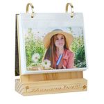 ZEEYUAN 60 Pockets of 4x6 Flip Photo Album on Stand Wooden 4x6 Photo Frame Desktop Photo Album