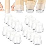 Aneaseit Chair Leg Floor Protectors - 16 pcs Clear - Felt Bottom Silicone Pads for Hardwood Floors & Furniture Feet - Rubber Caps for Chairs - Medium