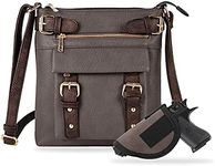 JESSIE & JAMES 2 Toned Belt Concealed Carry Crossbody Bag Shoulder Purses For Women with Lock and Key | Stone