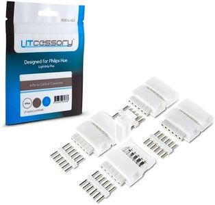 Litcessory 6-Pin to Cut-End Connector for Philips Hue Lightstrip Plus (4 Pack, White - Standard 6-PIN V3)