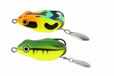 Izzawa Frog Fishing Lure Pack of 2, 4.5 cm, 8.5g, Soft PVC, Double Hooks for Snakehead, Carp, Bass Fishes etc