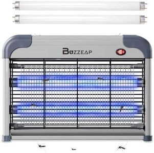 Buzzeap Killer elettronico per zanzare da interni, Killer per insetti, Killer per mosche, Potente killer elettrico per zanzare da 2800 V - 2 pezzi Lampadine di ricambio extra