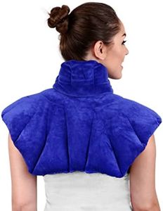 Large Microwavable Heating Pad for Neck and Shoulders, Neck Relief, Stress Relief, Anxiety Relief, Neck Wrap Alternative to Rice Bags for Heat Therapy (Blue Unscented)