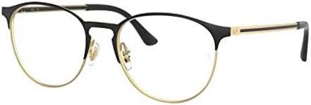 Ray-Ban RX6375 Round Prescription Eyeglass Frames, Matte Black On Rubber Arista/Demo Lens, 53 mm