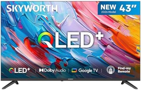 SKYWORTH Q5600H 43''-QLED+ Smart Google TV, FHD, HDR10 HLG, Find-My Remote,Dolby Audio, Screen Casting, Bezel Less Design, Voice Control