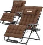 UDPATIO Oversized Zero Gravity Chair Chairs, Patio Recliner, Foldable Heavy Duty Reclining with Adjustable Headrest, Removable Cushion, Cup Holder & Foot Rest for Outside Camping Office Indoor