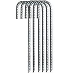 IME Steel Ground Stakes Heavy Duty Galvanized Steel J Hooks Anchors, Garden Stake Pegs for Camping Tents Trampoline Canopies Animals Playset Sheds Car Ports Swing Sets (12 inch,6pack)