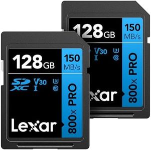 Lexar 128GB (2-Pack) High-Performance 800x PRO SDXC UHS-I Memory Card, C10, U3, V30, 4K UHD Video, Up to 150MB/s Read, for Point-and-Shoot & Mid-Range DSLR Cameras, HD Camcorders (LSD0800P128G-B2NNU)