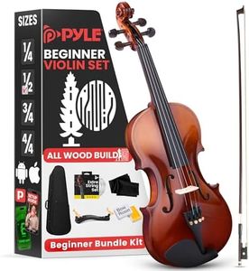 Pyle 1/2 Size Beginner Violin Starter Kit, Violin Starter Package with Travel Case & Bow, Extra Strings, Digital Tuner, Shoulder Rest & Cleaning Cloth for Students, Kids, Adults