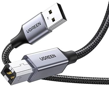 UGREEN USB Printer Cable Braided USB 2.0 Printing Cord Type A Male to Type B Male Scanner Lead High Speed USB A to B Lead Compatible with Epson, Brother, HP, Canon, Lexmark, Dell, Xerox, Piano, DAC 5M