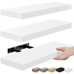 Sorbus Floating Shelves for Wall - Set of 3 White Wood Wall Shelves for Living Room, Kitchen, Bedroom, Bathroom Storage - 16" Book Shelf for Wall Decor, Home Decor, Farmhouse, Frames & Trophy Display