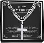 VNOX Men's Stainless Steel Layered Cross Necklace - Silver Cuban Chain Necklace for Dad, Son, Husband, Boyfriend - Personalized Gift for Any Occasion