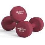 PROIRON Neoprene Dumbbell Weights Pair for Women 1kg 1.5kg 2kg 3kg 4kg 5kg 6kg 7kg 8kg 10kg, Arm Hand Exercise Weights (Red Wine-2 x 8KG)