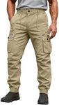 Febteebou Cargo Pants for Men Workout Joggers Stretch Sweatpants Hiking Drawstring Tactical Pants with Multi Pockets