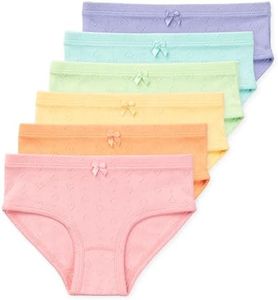 Lucky & Me Erica Girls Bikini 100% Organic Cotton Children's Underwear 6 Pack, Macaron, 4-5T