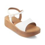 tresmode SINHERE Women's Wedges Sandals Platform Heels White, 6 UK / 39 EU - Open Toe Stylish Comfortable Soft Footwear