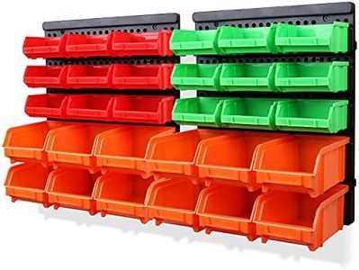 SWANLAKE 30PCS Wall Mounted Storage Bins, Plastic Garage Rack,Screw Storage,Tool Organizers.