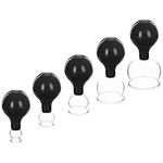 Navaris Cupping Massage Set - Set of 5X Glass Vacuum Suction Cups for Massaging Face, Legs, Arms, Back, Stomach, Body - Suction Cup Massage - Black