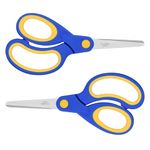 ELECKEY Left Handed Scissors for Kids-5.75" Lefty Soft Touch Pointed School Student Scissors, Blunt, 2 Pack (Blue)