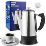 APOXCON Electric Coffee Percolators with CE Certification,Stainless Steel Coffee Pot Cord-Less Sever, Glass Knob for seeing coffee Perk, The Coffee Maker with Automatic Keep Warm Function(12Cup)