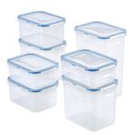 LOCK & LOCK Easy Essentials Food Storage lids/Airtight containers, BPA Free, 14 Piece - Tall Rectangle, Clear