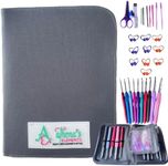 Athena's Elements 100% Accurate USA Standard Sizing - Perfect Hook & Case Set with Removable Pocket & Complete Knitting Accessories (Grey)