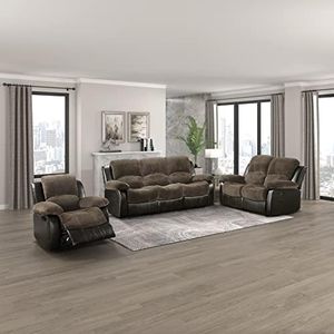 Lexicon Humphreys Wall-Hugger Manual Reclining Living Room Set, 3-Piece, Two-Tone Brown