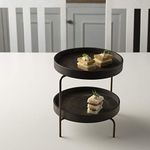 Ellementry Mango Wood Brown 2 Tier Cake Stand