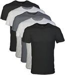 GILDAN Men's Crew T-Shirts, Multipack, Style G1100, Black/Sport Grey/Charcoal (5-Pack), Large