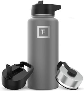 Iron Flask Water Bottle - 32 Oz, 3 Lids (Straw Lid), Vacuum Insulated Stainless Steel, Hot Cold, Modern Double Walled, Simple Thermo Mug, Hydro Metal Canteen (Graphite)