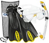 Cressi Italian Collection Palau Adjustable Fin Snorkel Mask Fin Snorkel Set with Snorkeling Gear Carry Bag