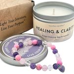 7oz Lavender & Sage Healing Candle with Crystals Bracelet - Healing Spiritual Gifts for Women and Men, Healing Crystals and Stones, Spiritual Mediation Candles, Manifestation Candle