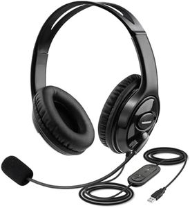 USB Headset with Microphone Dual Ear Computer Headphone with Speech Recognition Volume Control for Skype Chat Call Center Softphones Online Courses Gaming