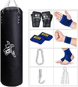 Sfeexun Sacs de Boxe Suspendus, Équipement de Boxe pour Gymnase À Domicile avec Gants, Chaîne, Crochet de Plafond pour Entraînement Lourd pour Adolescents et Adultes (Non Rempli)