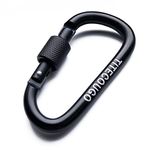 TITECOUGO 4 PCS Aluminum Alloy D-Ring High Strength Carabiner Key Chain Clip Hook For Camping Hiking (Not for Climbing) Black Black