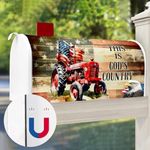 Mailbox Covers Magnetic Standard Size, Patriotic American Eagle Tractor Flag Mailbox Wraps 4th of July Memorial Independence Day Decorations US Post Letter Box Cover Outdoor Garden Decor-18" X 21"