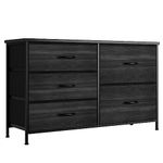 Nicehill Dresser for Bedroom with 5 Drawers, Storage Drawer Organizer, Wide Chest of Drawers for Closet, Clothes, Kids, Baby, TV Stand with Storage Drawers, Fabric Drawers, Black Wood Grain