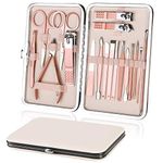 URAQT Nail Clippers, 18 pcs Manicure Pedicure Set, Nail Scissors Cuticle Remover for Men Women, Stainless Steel Nail Care Grooming Kit with Leather Case for Travel & Home